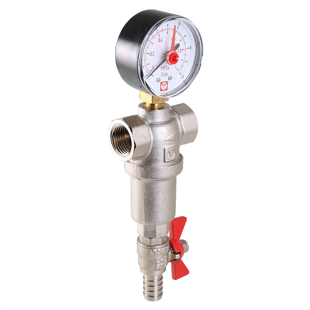Фільтр самопромивний з манометром Valtec DN 1/2" (250 мікрон) VT.390.N.04