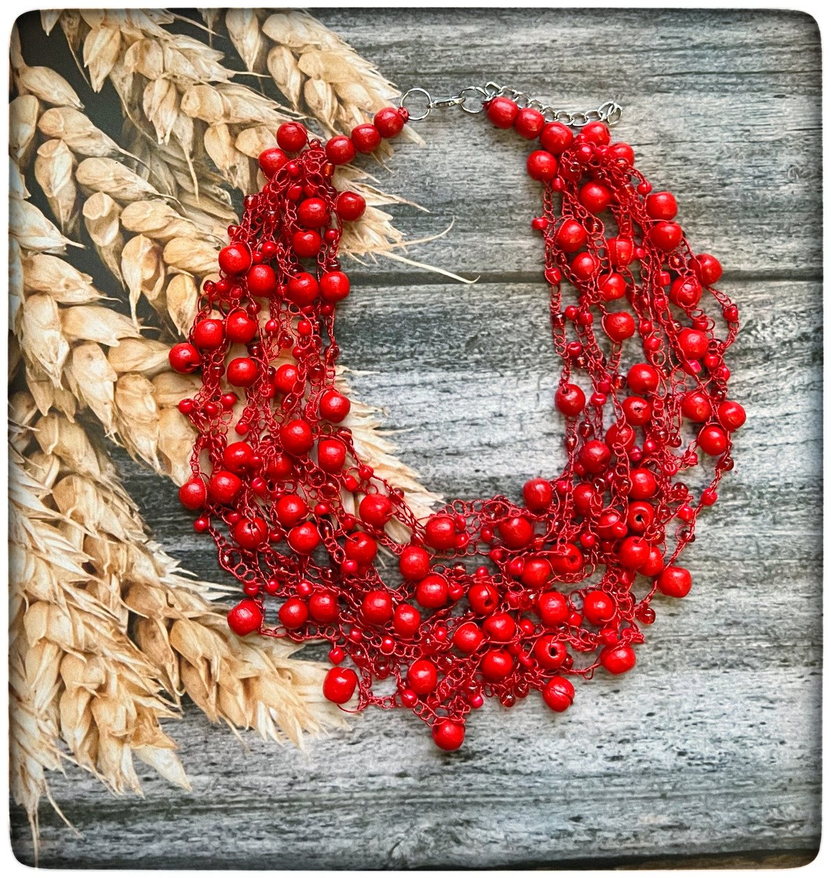 Намисто Сяйво з бісером червоне, фото 1