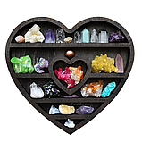 Полиця настінна з сосни для декору та прикрас, відкрита полиця на стіну "Історія кохання", 35×35×8см, фото 4