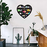 Полиця настінна з сосни для декору та прикрас, відкрита полиця на стіну "Історія кохання", 35×35×8см, фото 3