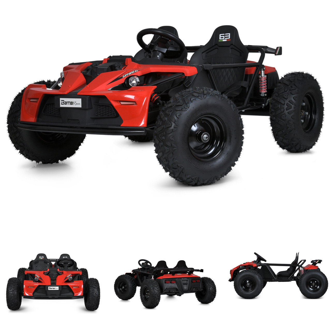 Дитячий електромобіль багі Bambi M 5797A-3 двомісний зі світлом звуком Червоний