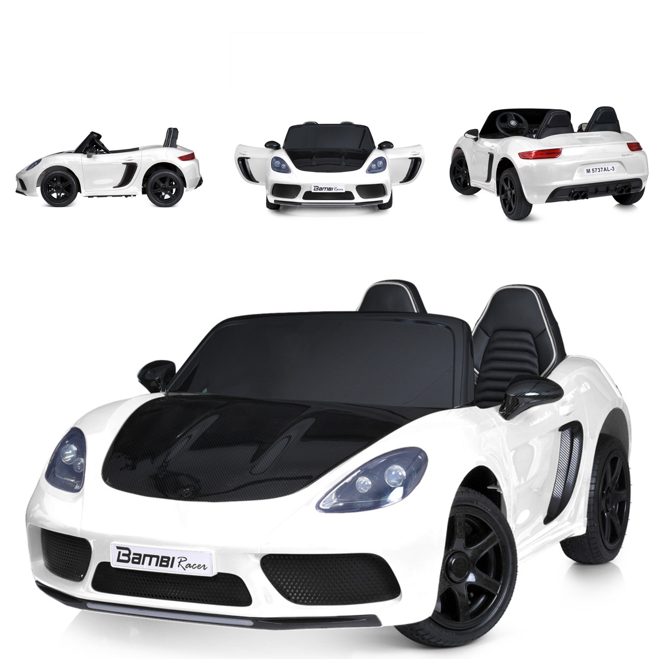 Дитячий електромобіль двомісний Bambi M 5737AL-1 (48V) потужний спортивний зі шкіряним сидінням Білий