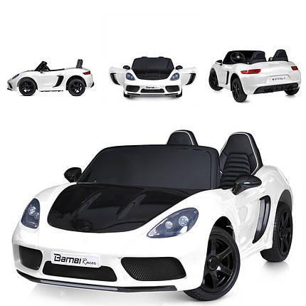 Дитячий електромобіль двомісний Bambi M 5737AL-1 (48V) потужний спортивний зі шкіряним сидінням Білий, фото 1