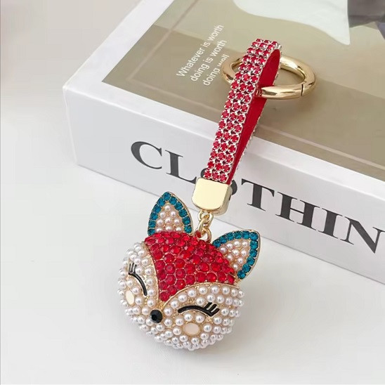 Модний брелок для ключів у вигляді Лисиці зі стразами, фото 1