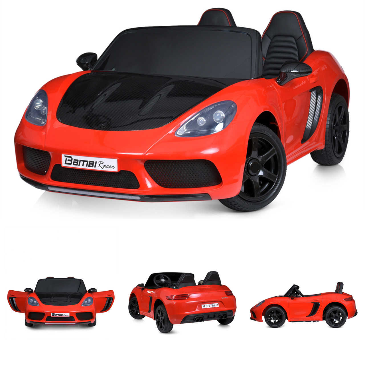 Дитячий електромобіль двомісний Bambi M 5737AL-3(48V) потужний спортивний зі шкіряним сидінням Червоний