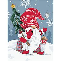 Картина за номерами Strateg ПРЕМІУМ Гном розміром 30х40 см