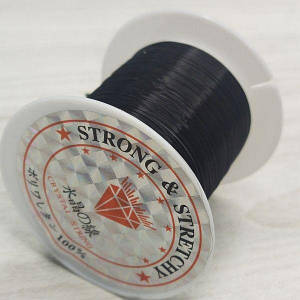 Нитка-резинка листкова силіконова плоска 1мм, ЧОРНИЙ - 10м