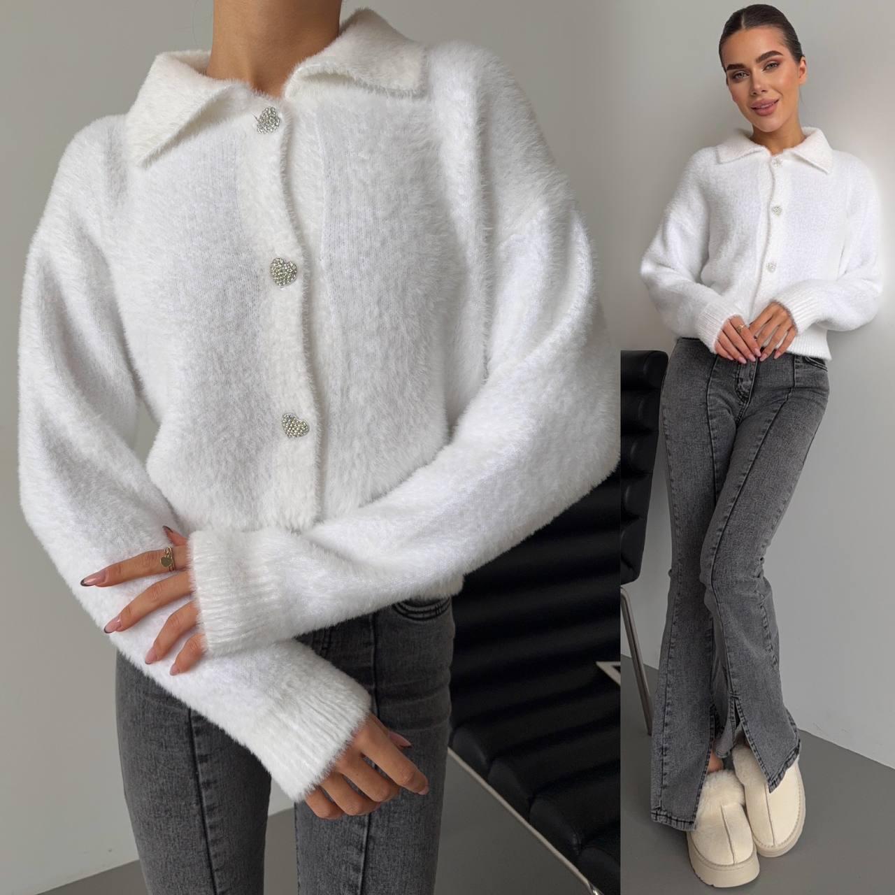 Стильна жіноча тепла кофта на гудзиках Ssmk2261