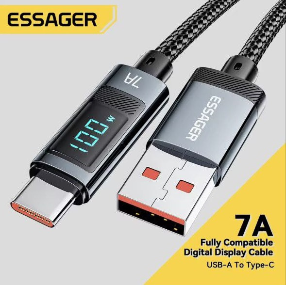 Зарядний кабель ESSAGER USB-A to Type-C 100W/7A довжина 2 м