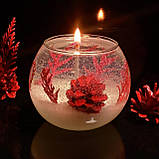 Декоративнаелева свічка Чародійка новорічна куля червона, фото 3