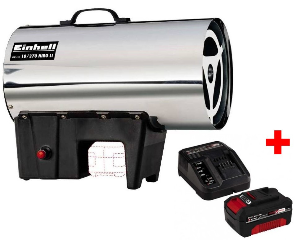 Нагрівач газовий акумуляторний Einhell GE-HG 18/370 Niro Li Kit 4.0 (23308054)