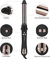 Parwin pro beauty обертова плойка на 360° бігуді 25 мм з нанотитановим покриттям і РК-дисплеєм 120-210°c