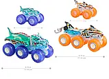 Набір 4 Машинки Хот Вілс Монстр Трак Мега Рекс і Тигрова Акула Monster Trucks Mega-Wrex&Tiger Shark Hot, фото 3