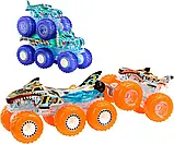 Набір 4 Машинки Хот Вілс Монстр Трак Мега Рекс і Тигрова Акула Monster Trucks Mega-Wrex&Tiger Shark Hot, фото 2