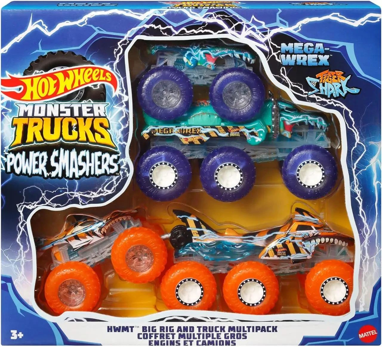 Набір 4 Машинки Хот Вілс Монстр Трак Мега Рекс і Тигрова Акула Monster Trucks Mega-Wrex&Tiger Shark Hot