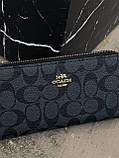 Жіночий гаманець Coach чорний на багато відділень великий Коуч, фото 2
