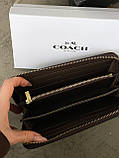 Жіночий гаманець Coach коричневий на багато відділень великий Коуч, фото 3