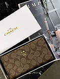 Жіночий гаманець Coach коричневий на багато відділень великий Коуч, фото 2