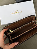 Жіночий гаманець Coach коричневий на багато відділень великий Коуч, фото 3