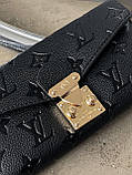 Жіночий гаманець Louis Vuitton чорний стьобаний подвійний Луї Віттон, фото 2