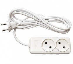 Мережевий подовжувач Luxel 2 поста без заземлення, 5м, білий (7305)