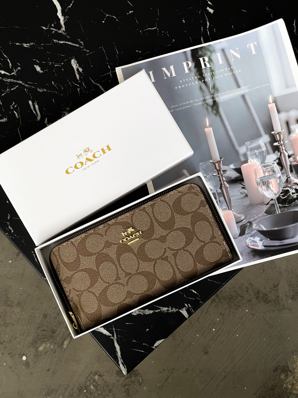 Жіночий гаманець Coach коричневий на багато відділень великий Коуч, фото 1