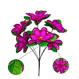 Штучні квіти букет клематис із зеленою підставкою, 34см, фото 6