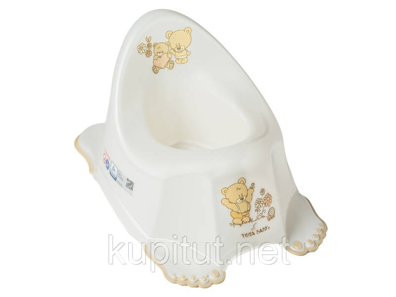 Горщик дитячий з музикою антиковзкий Teddy Bear white pearl