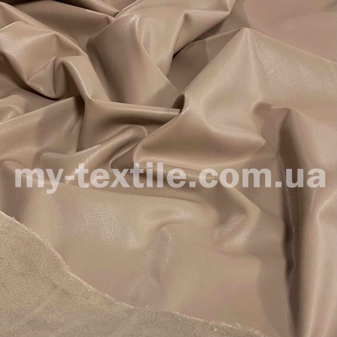 Тканина шкірозамінник на хутрі стрейч 140 см 310 г/м2 однотон Бежевий, фото 1