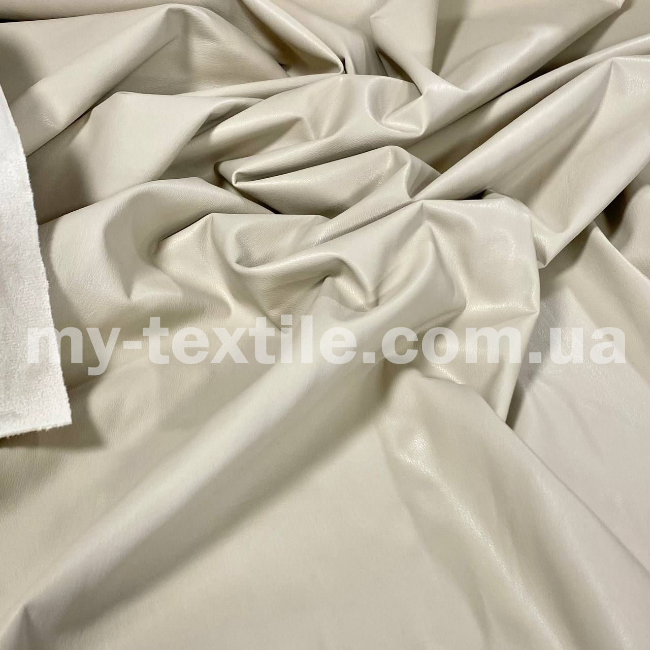 Тканина шкірозамінник на хутрі стрейч 140 см 310 г/м2 однотон бежевий Таш, фото 1