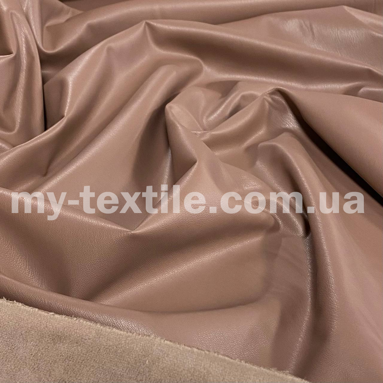 Тканина шкірозамінник на хутрі стрейч 140 см 310 г/м2 однотон Кава з молоком, фото 1