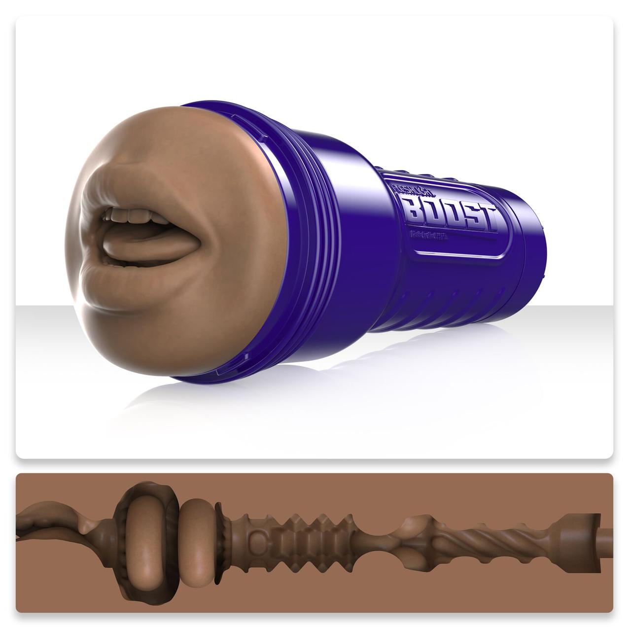 Мастурбатор-ротик Fleshlight Boost Blow Medium Dark Flesh, плаваючі кільця Turbo Tech Кітті