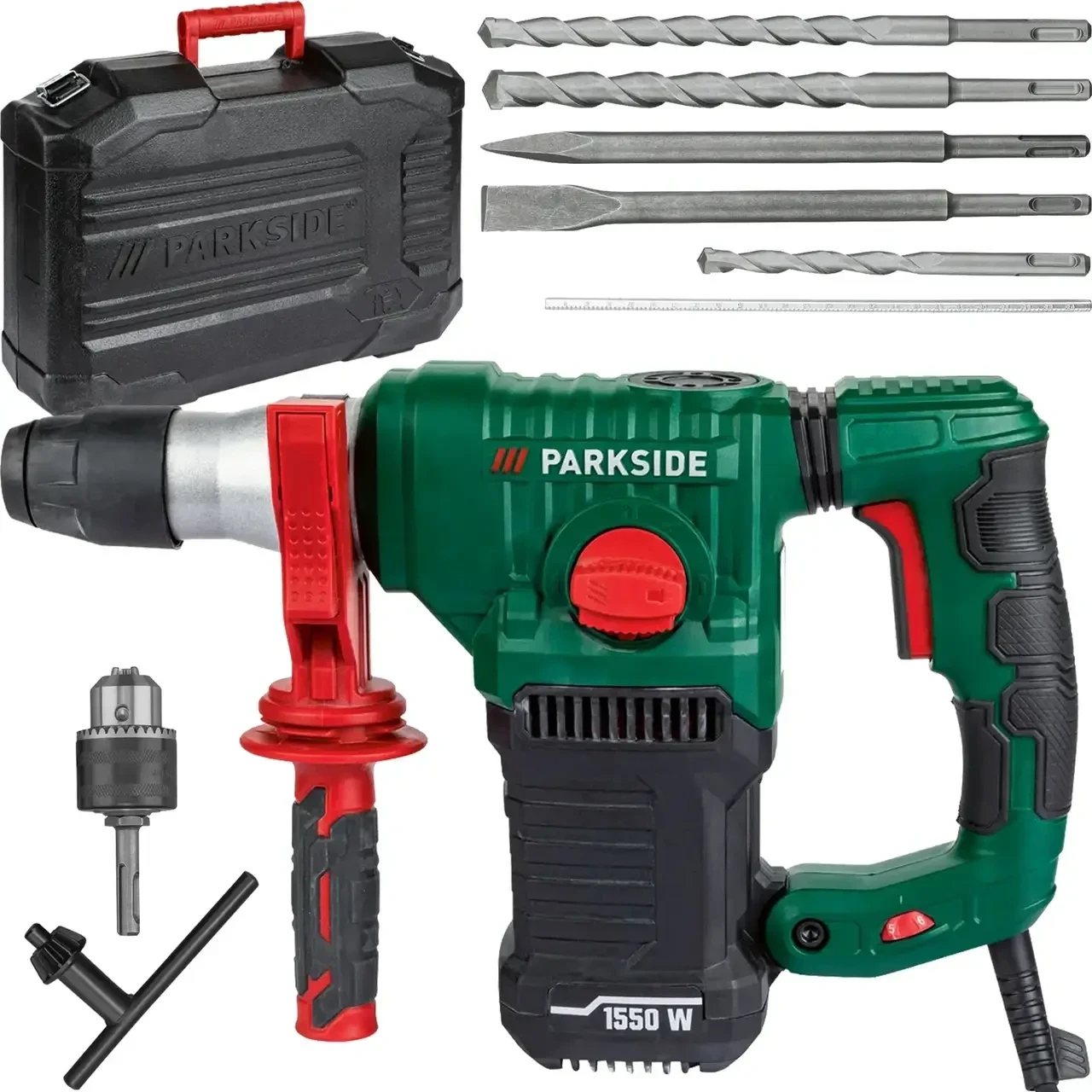 Перфоратор Parkside PBH 1550 C1 SDS-Plus ударний дриль 1550 Вт із долотом і набором свердел Німеччина