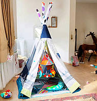 Килимок для немовляти 2 в 1, "Вігвам", 126*82*82 см, подушка, дуга 4 шт, JL634-1D