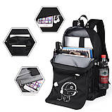 Підлітковий рюкзак для хлопчика з USB (46х30х15 см), Чорний / Шкільний рюкзак світловідбивний, фото 4