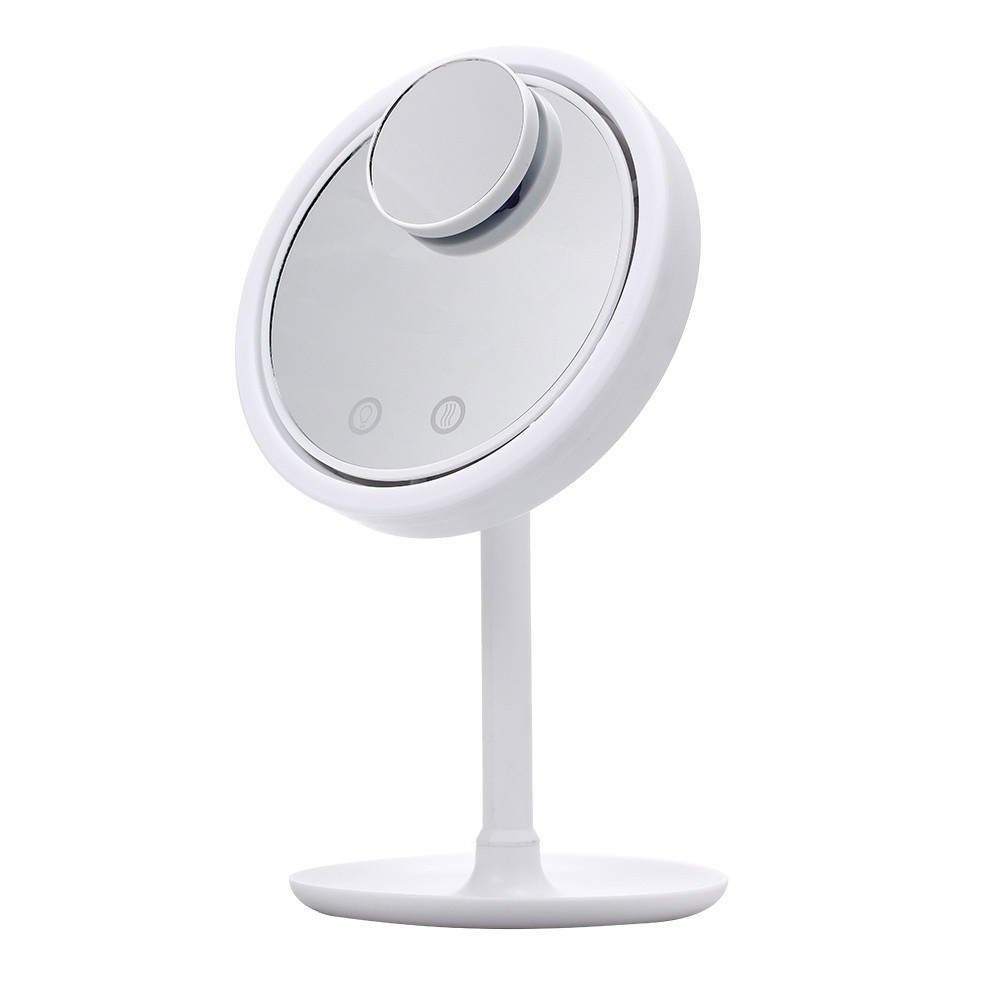 Настільне дзеркало з підсвічуванням та вентилятором Beauty Breeze Mirror, Біле / Косметичне кругле дзеркало