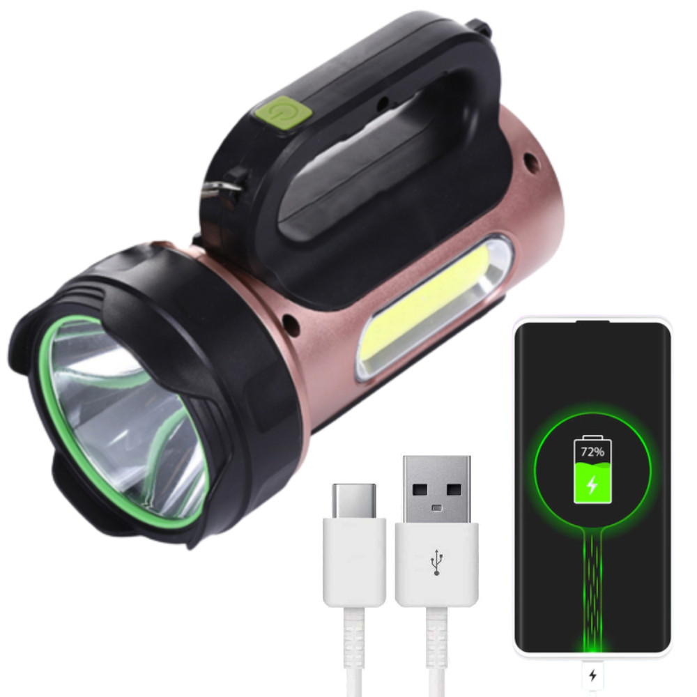 Ліхтар ручний з сонячною панеллю та PowerBank HEL-T93, Рожевий / Кемпінговий переносний ліхтар на акумуляторі