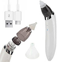 Дитячий аспіратор від USB, 5 режимів, вік 0+, NASAL ASPIRATOR, Білий / Електричний носовий аспіратор