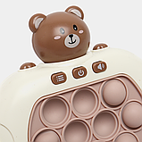 Антистрес іграшка "Ведмедик" поп іт, Pop it PRO Bear, Коричневий, на батарейках / Електронний портативний попіт, фото 7