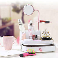 Органайзер для косметики з дзеркалом Cosmetic rack with mirror / Настільна скринька для косметики / Бокс для мейку
