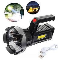 Потужний акумуляторний ліхтар 2500 mAh, 50Вт, Led+COB, BL T-100 torch USB / Ручний ліхтарик