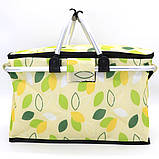 Складна термосумка з ручками 41x26x23 см / Сумка-холодильник для пікніка / Термоізоляційна сумка-кошик, фото 3