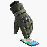 Рукавиці тактичні сенсорні із захистом -20° (розмір L-XXL), Хакі / Рукавиці зимові / Штурмові рукавиці, фото 4