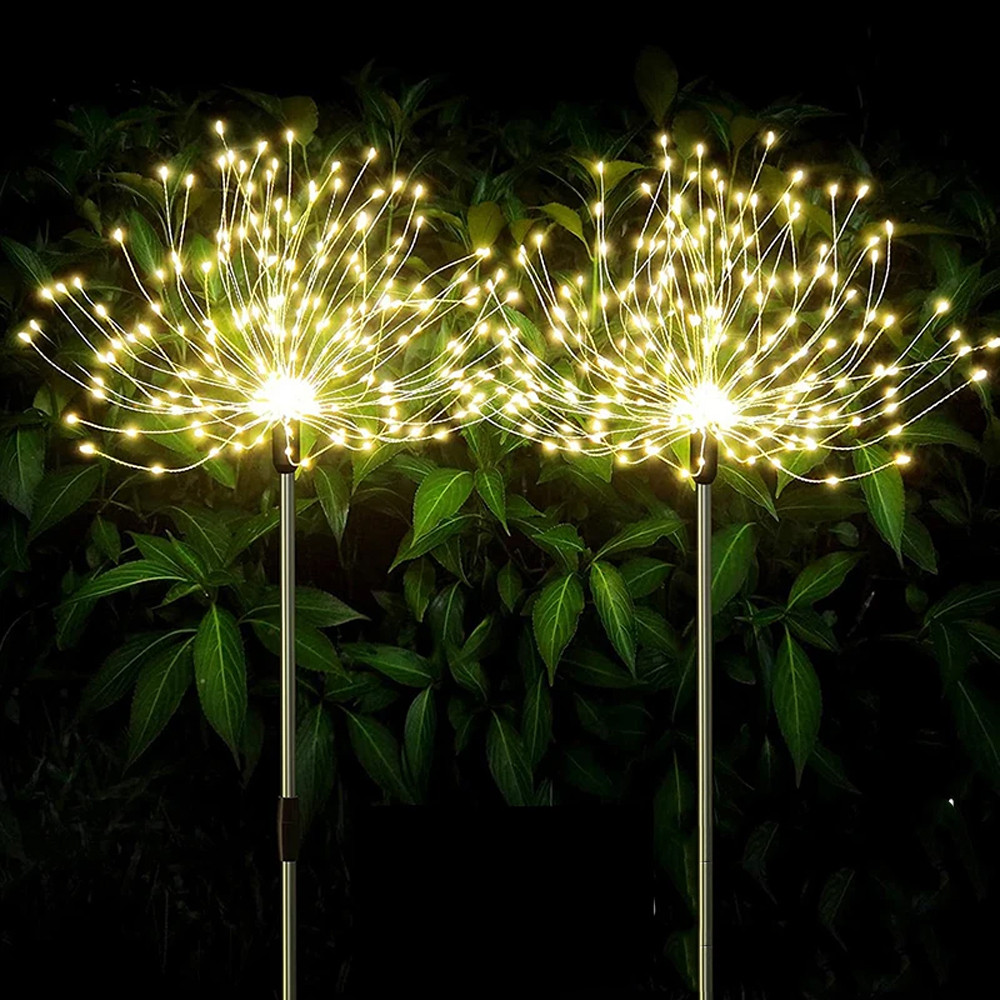 Ліхтар садовий "Феєрверк" на сонячній батареї 2шт, 60LED, ShowTime / Газонний LED світильник, фото 1