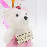 Вічна Троянда в колбі з ведмедиком 21 см + підсвітка / Нічник вічна роза / Подарункова троянда коханій, фото 4