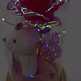 Вічна Троянда в колбі з ведмедиком 21 см + підсвітка / Нічник вічна роза / Подарункова троянда коханій, фото 5