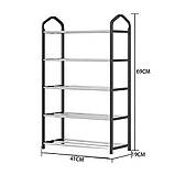 Підлогова полиця для взуття 5 ярусів, 69х41х19см / Поличка для взуття / Взуттєва полиця стелаж у вітальню, фото 6