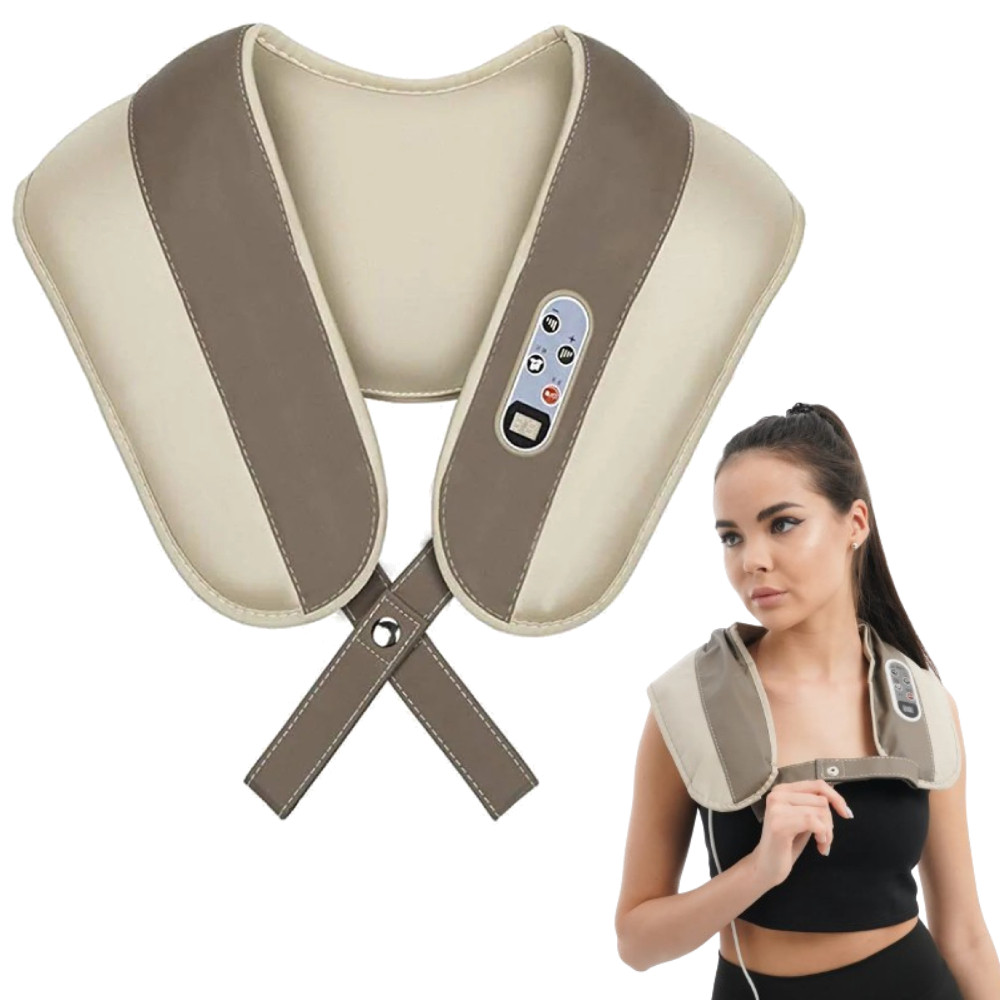 Масажер ударний для шиї та плечей з пультом Cervical Massage Shawls / Масажер для спини / Електромасажер