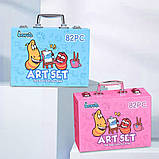 Дитячий набір для малювання у валізці (82 предмети), Рожевий / Художній набір для творчості, фото 2