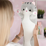 М'яка дитяча іграшка Кіт Батон 70 см Сірий / Плюшева іграшка подушка / М'яка іграшка довге кошеня, фото 6
